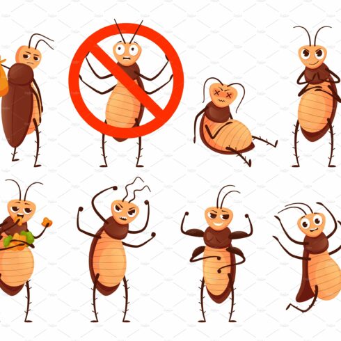 Cockroach mascot. Cartoon roach cover image.