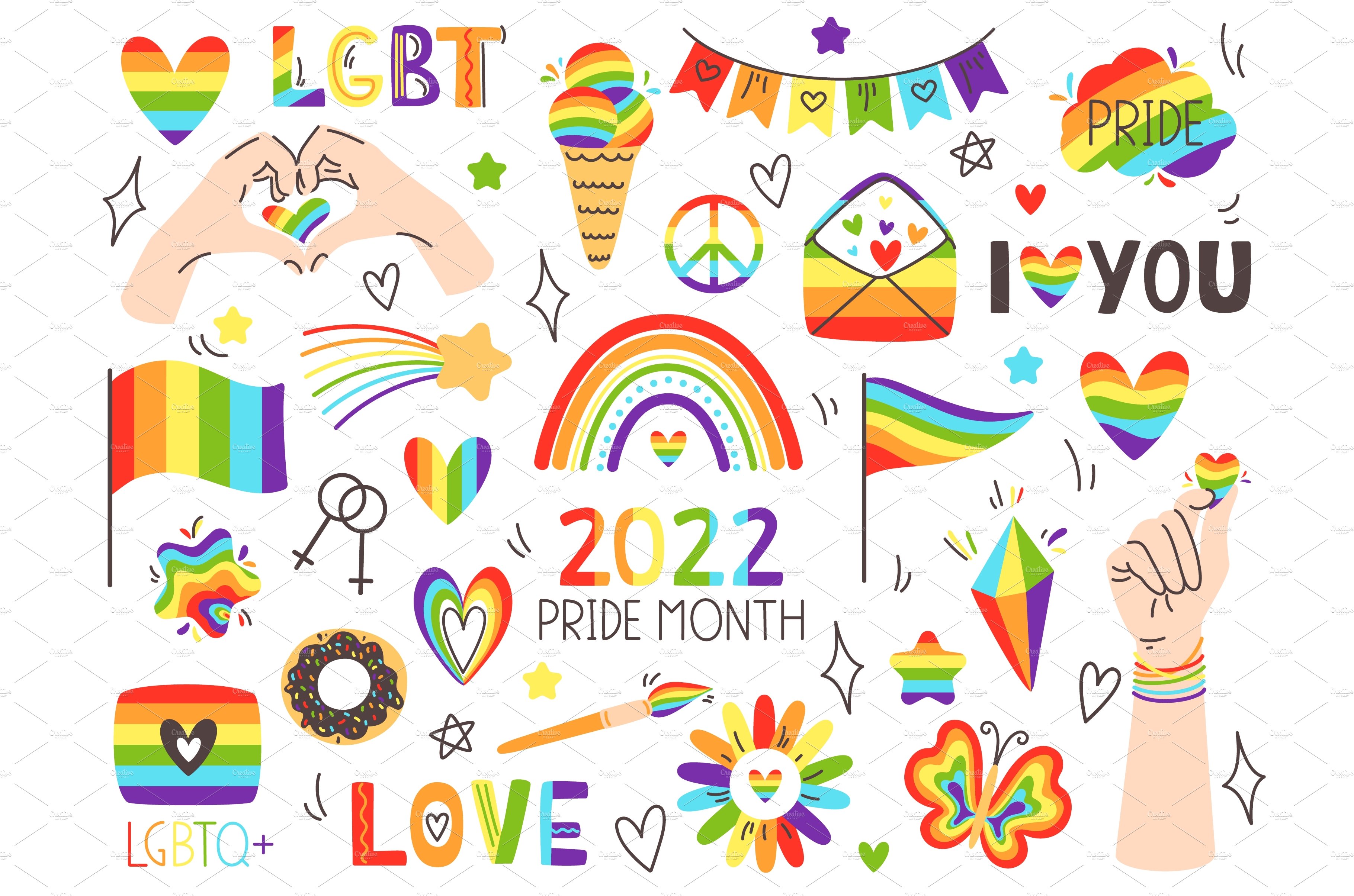 Pride LGBT symbols. Pride month cover image.