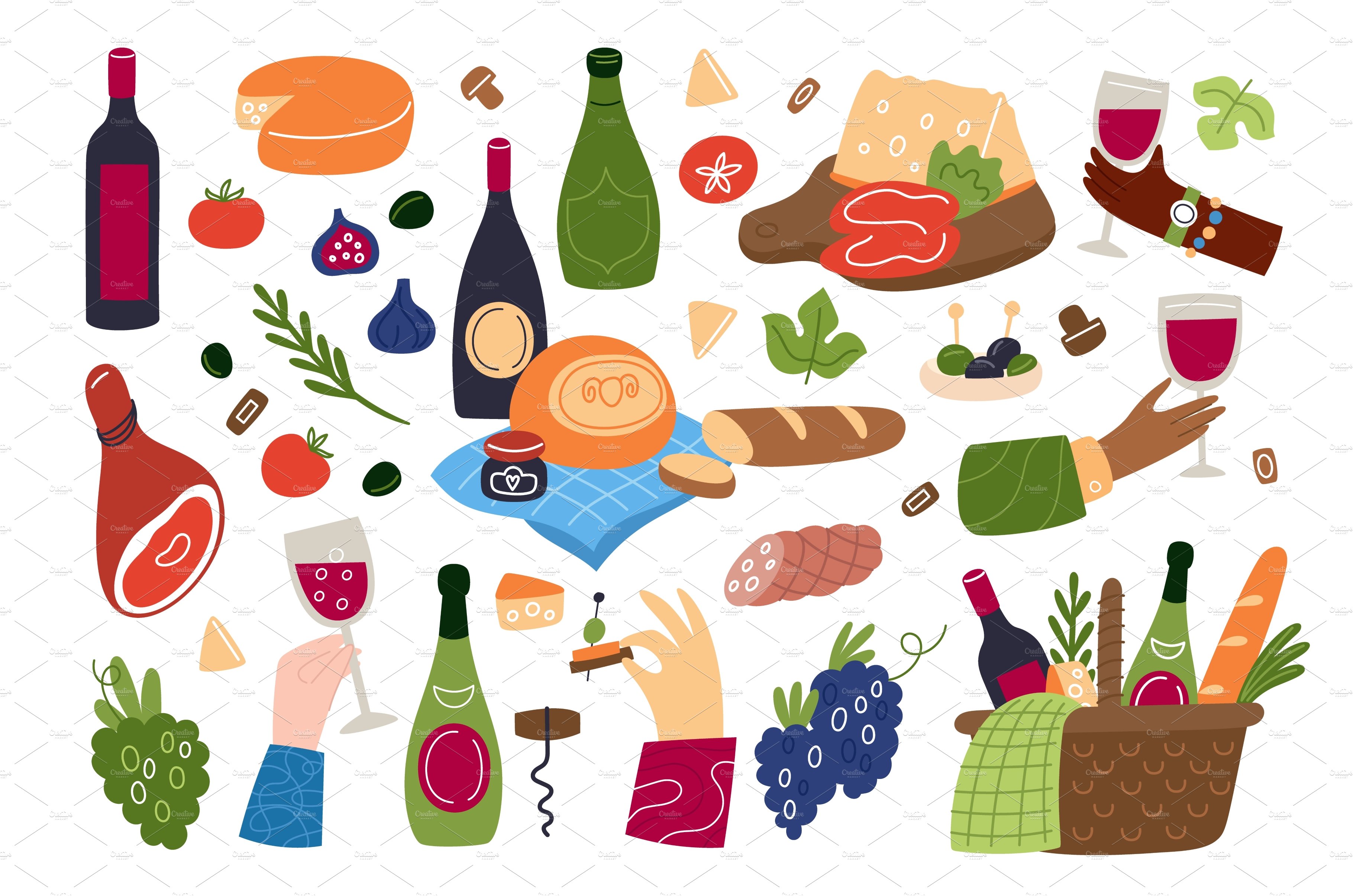 Wine food. Meal and drinks. Picnic cover image.