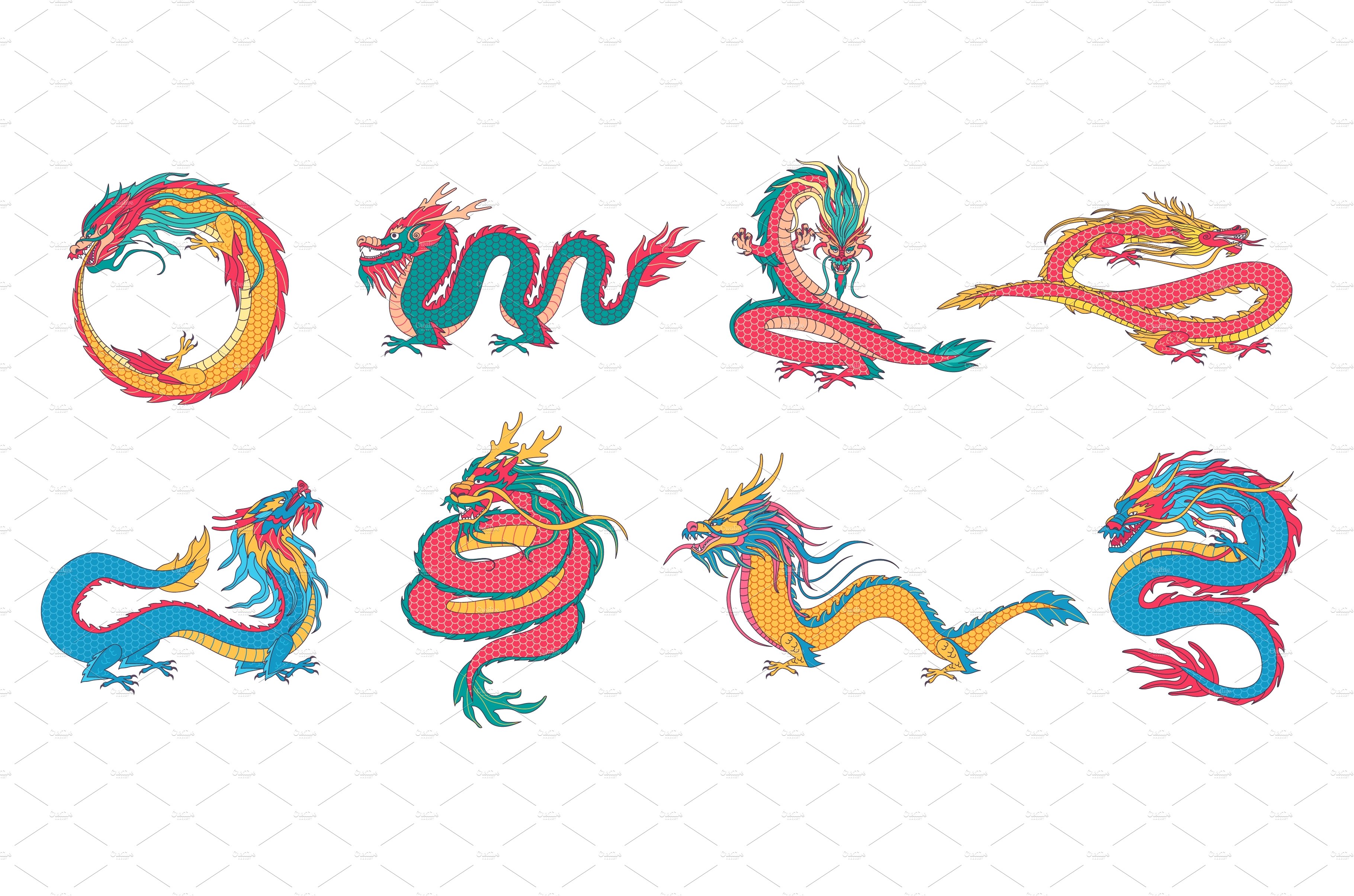 Asian dragons. Chinese mythological cover image.