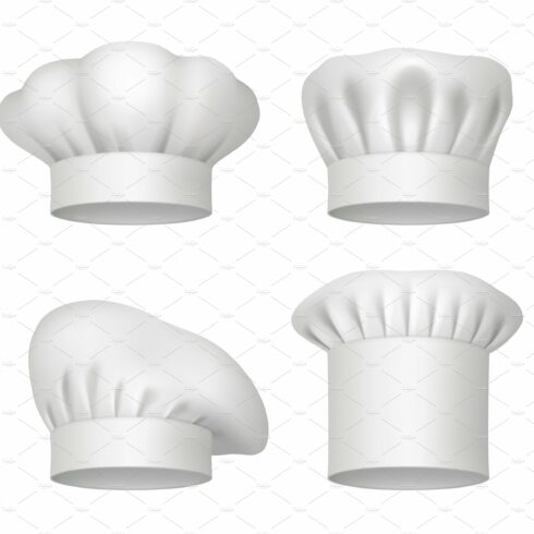Chef hats. Realistic professional cover image.