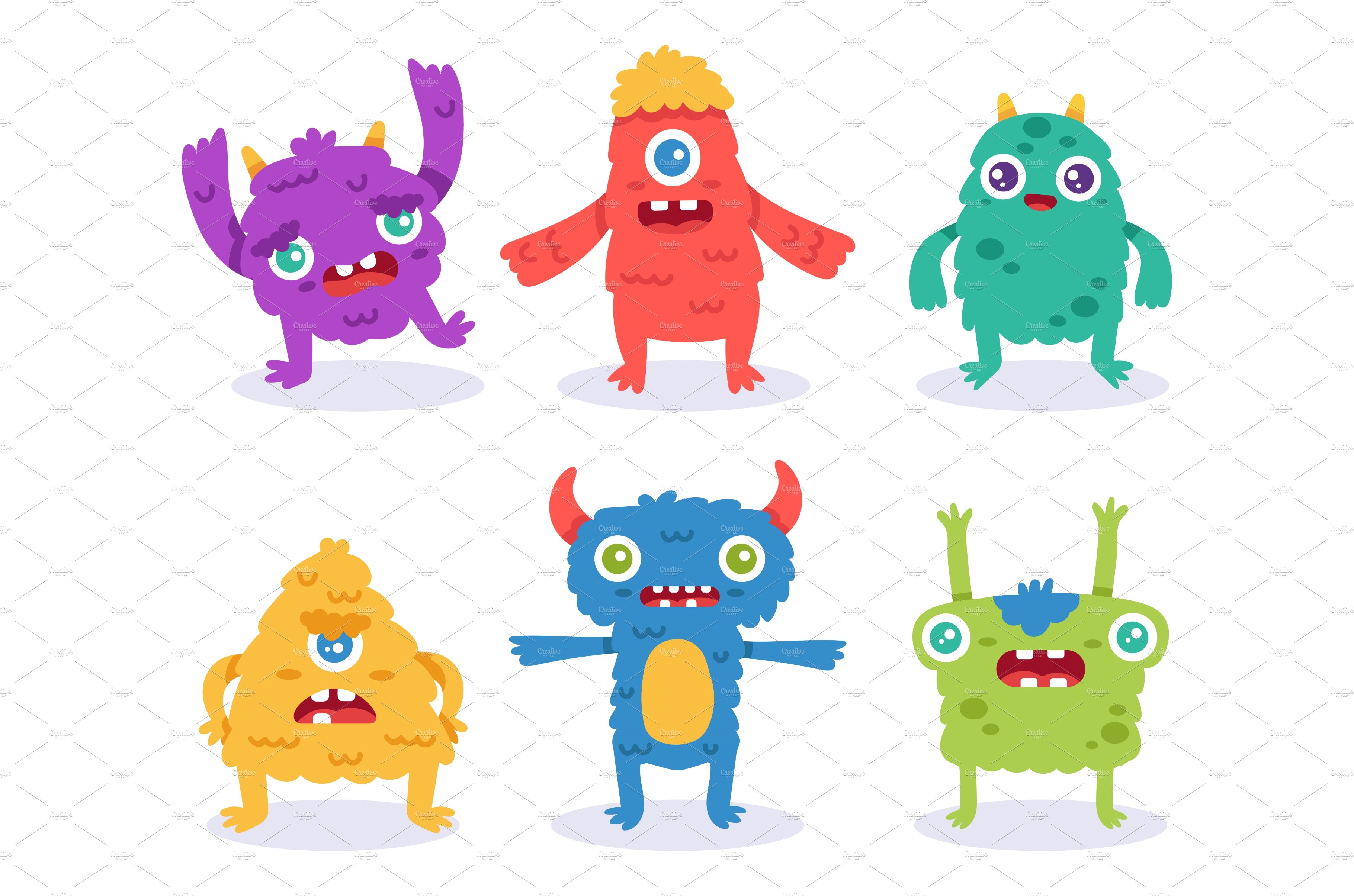 Cartoon monster characters. Colorful cover image.