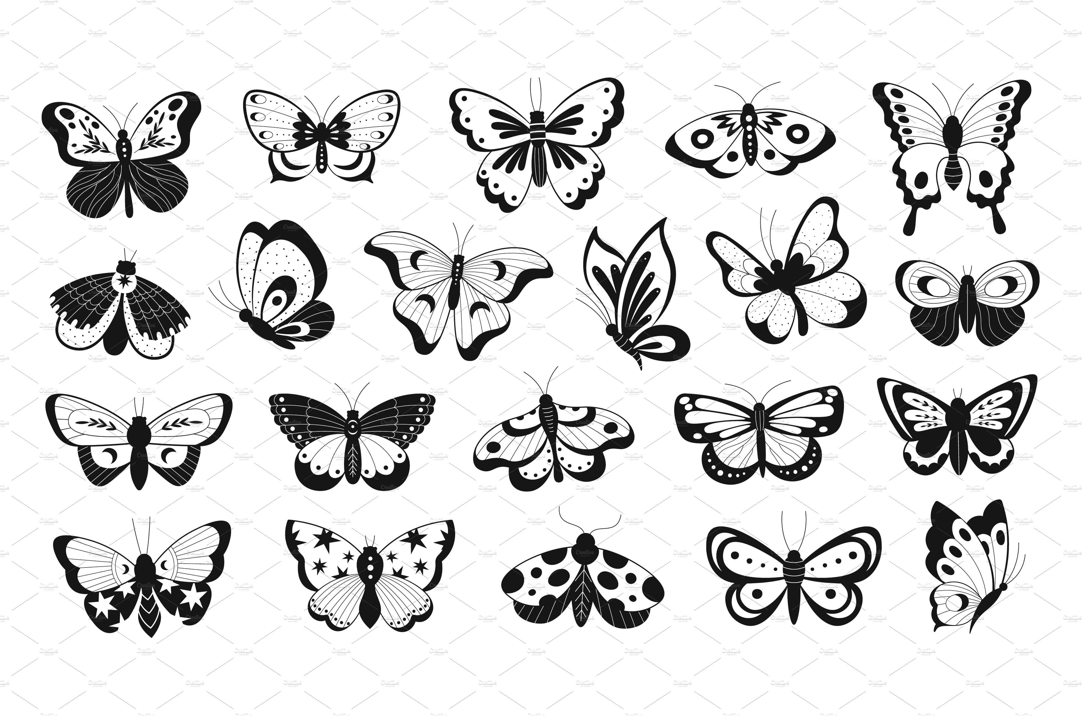 Abstract butterflies black cover image.
