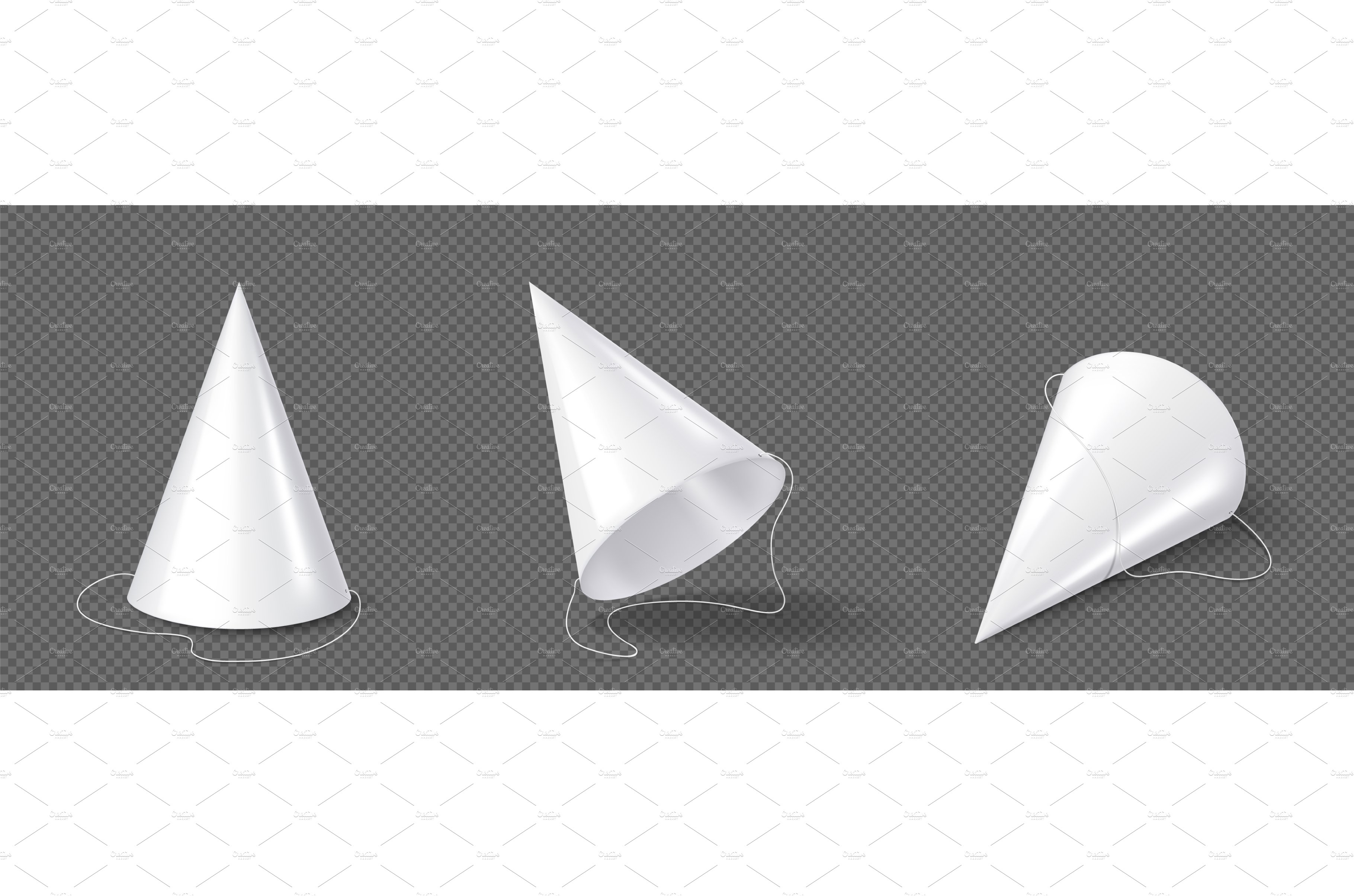 Party hats, white birthday caps cover image.