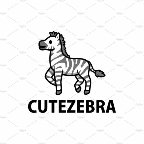 cute zebra cartoon logo vector icon cover image.