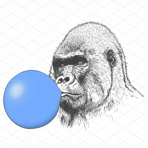 Gorilla and bubblegum vector cover image.