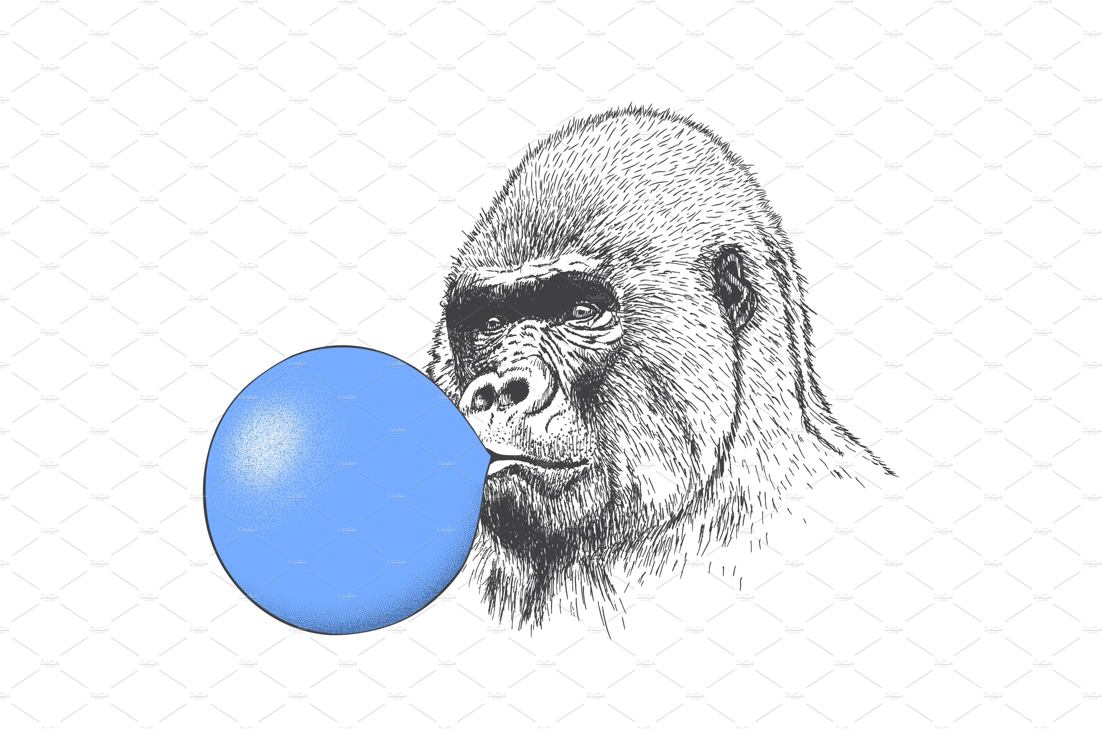 Gorilla and bubblegum vector cover image.