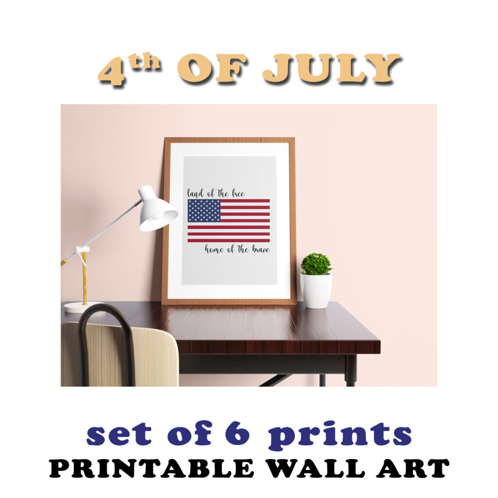 4TH of july printable wall art -set of 6 prints-Printable wall art ...
