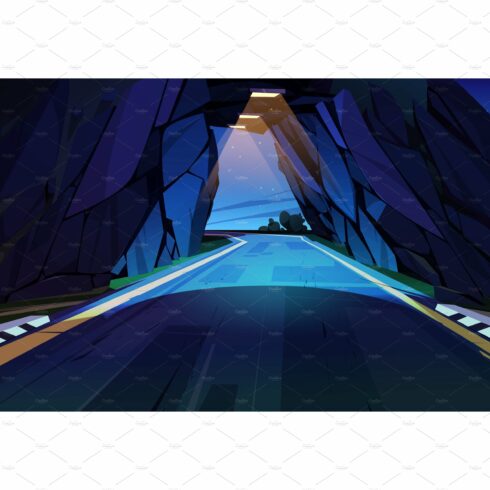 Car road tunnel, underground highway cover image.