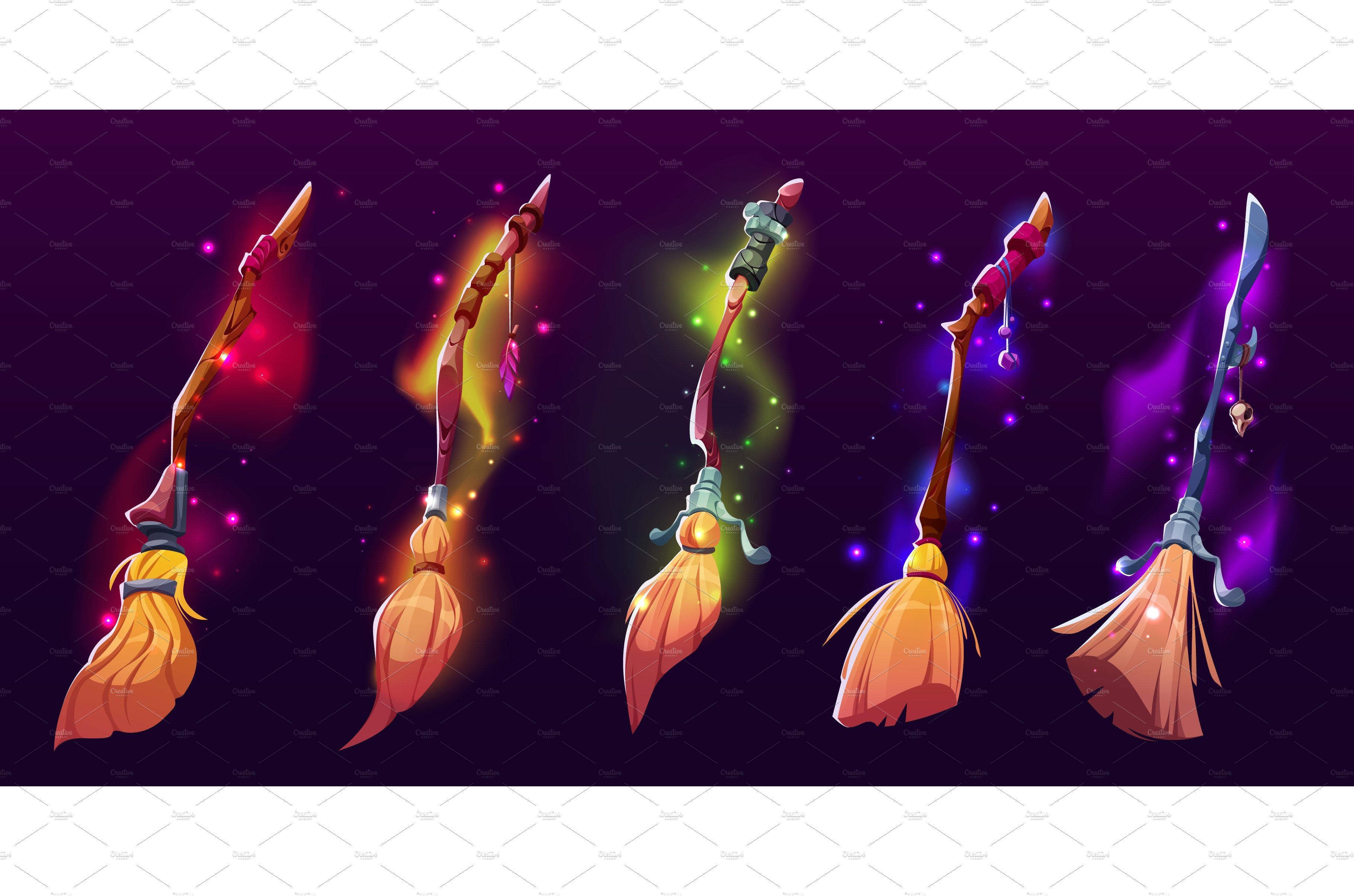 Witch brooms, magic broomsticks cover image.