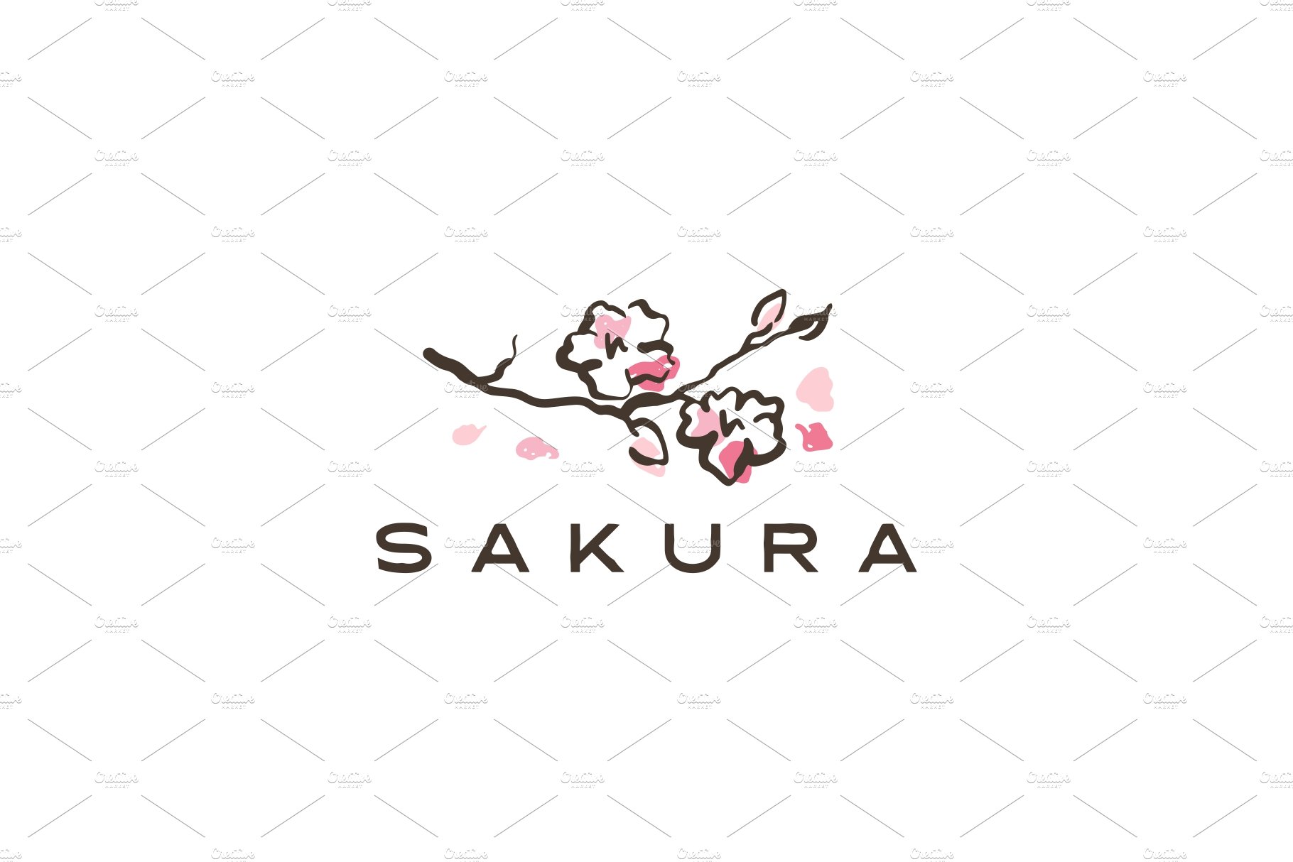 sakura logo vector icon illustration cover image.