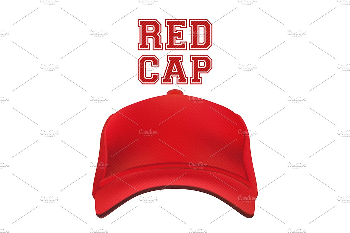 Red Cap isolated on white. Vector cover image.