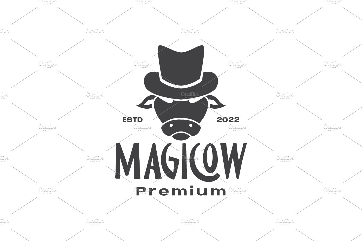 cow with magic hat logo design cover image.