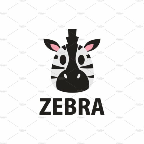 cute zebra flat logo vector icon cover image.