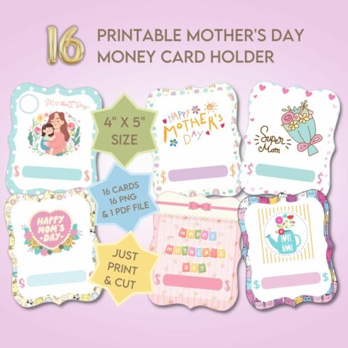16 Printable Mother's Day Money Card Holder cover image.