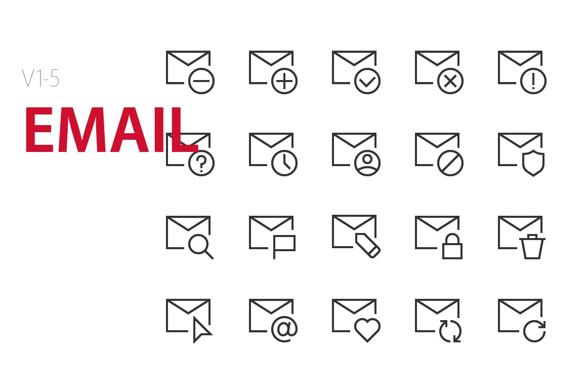 100 Email UI icons cover image.