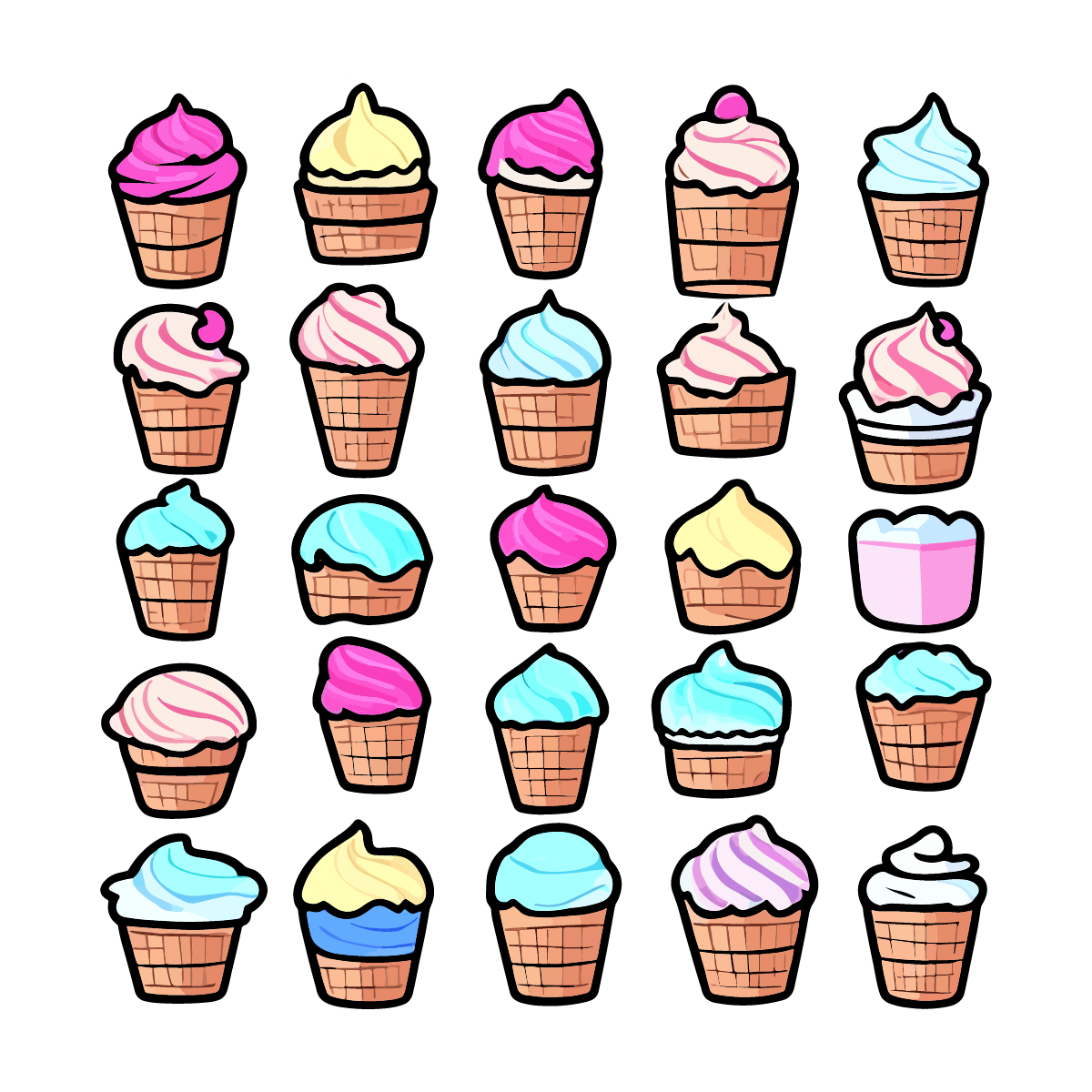 25 Ice Cream Varieties RGB Color preview image.