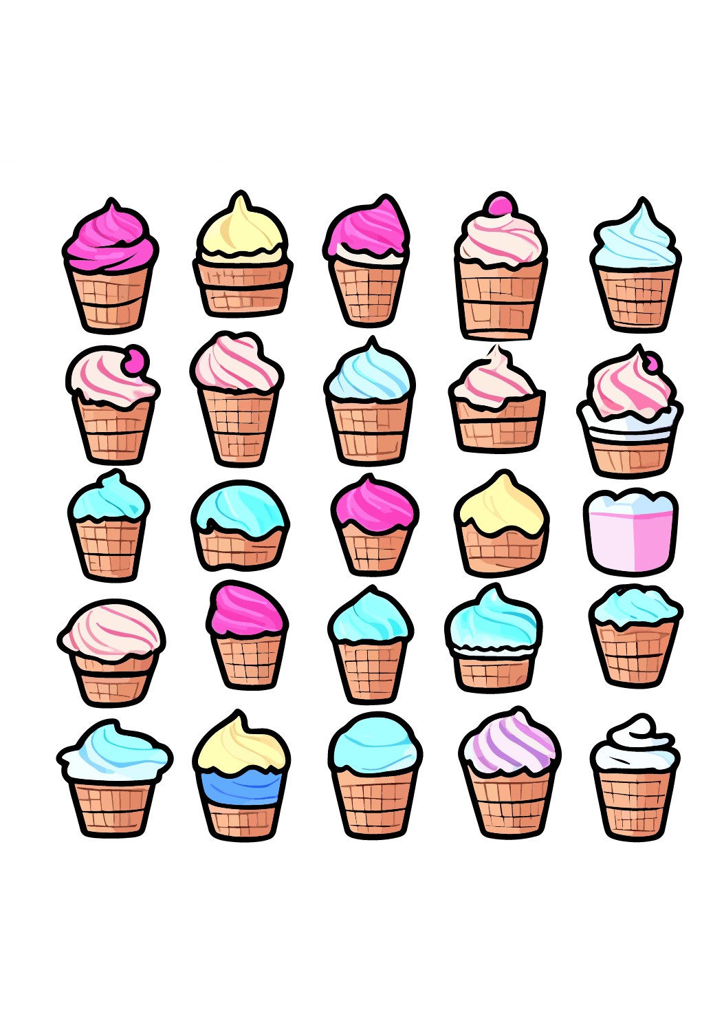 25 Ice Cream Varieties RGB Color pinterest preview image.