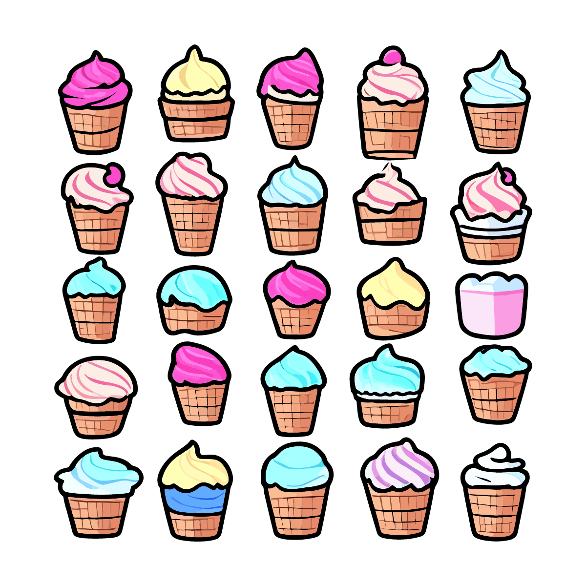 25 Ice Cream Varieties RGB Color MasterBundles