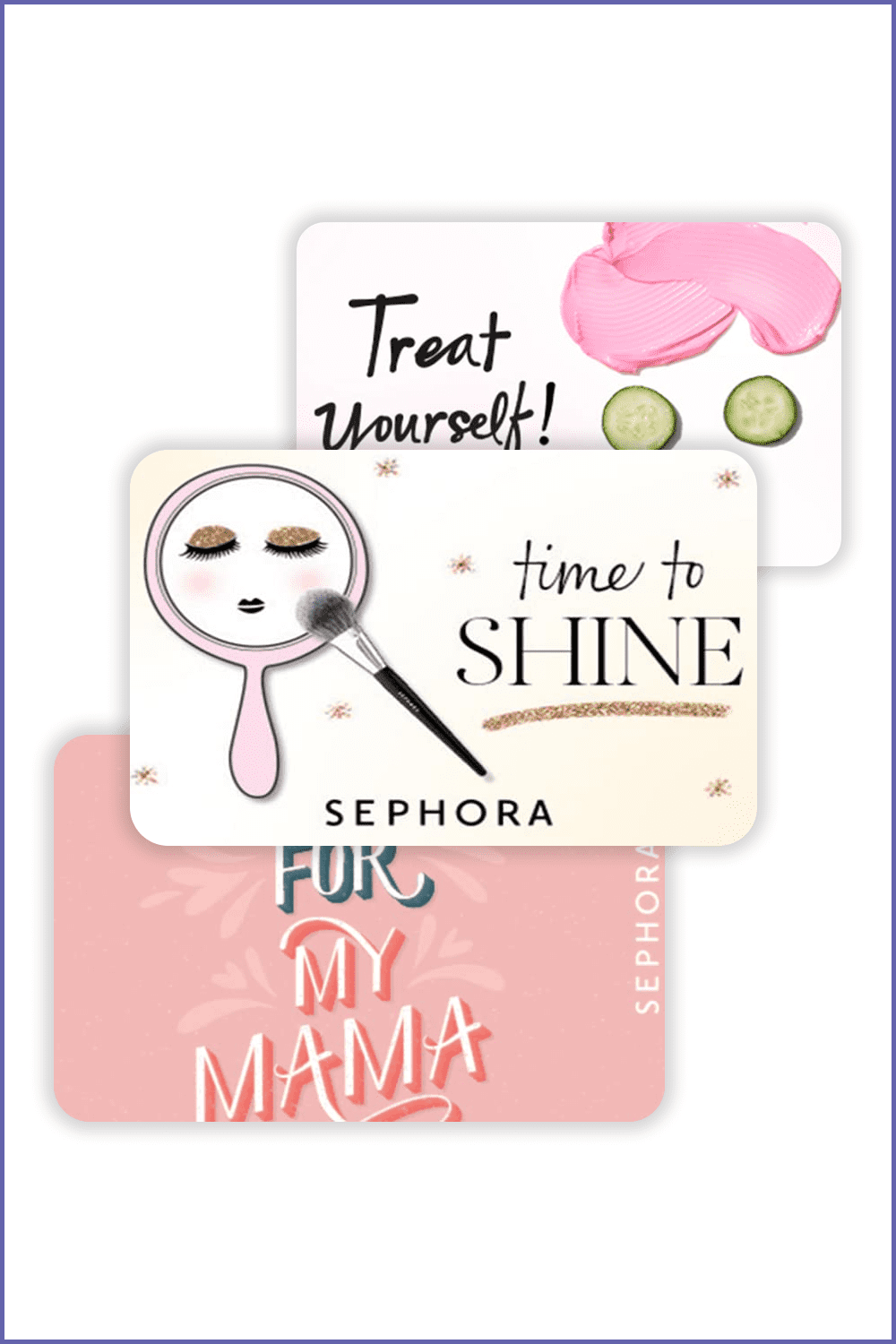 Collage of photos of Sephora gift cards.