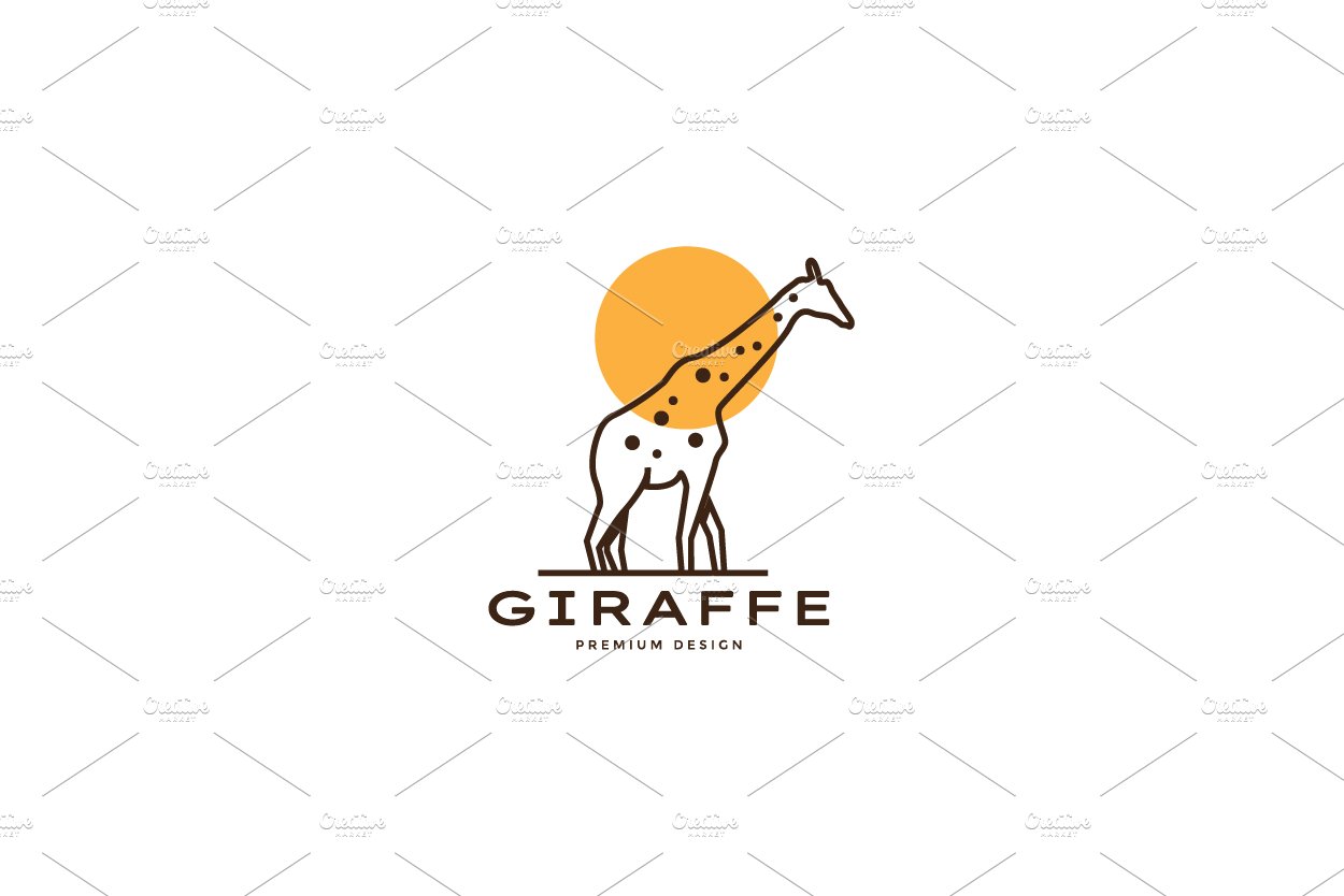line animal giraffe with sunset logo cover image.