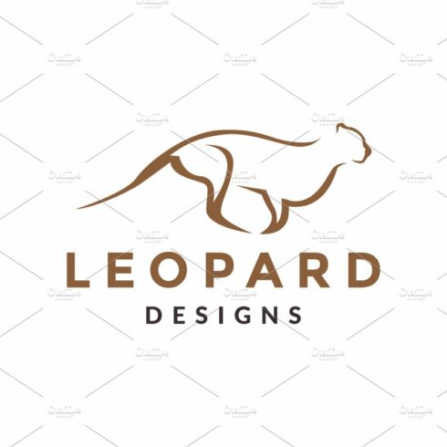 leopard shape jump logo vector icon cover image.