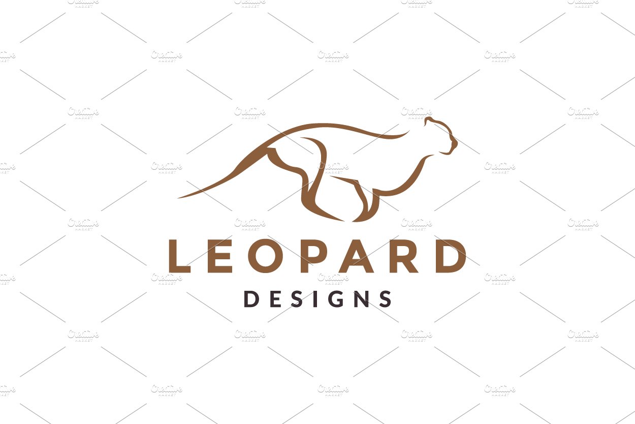leopard shape jump logo vector icon cover image.