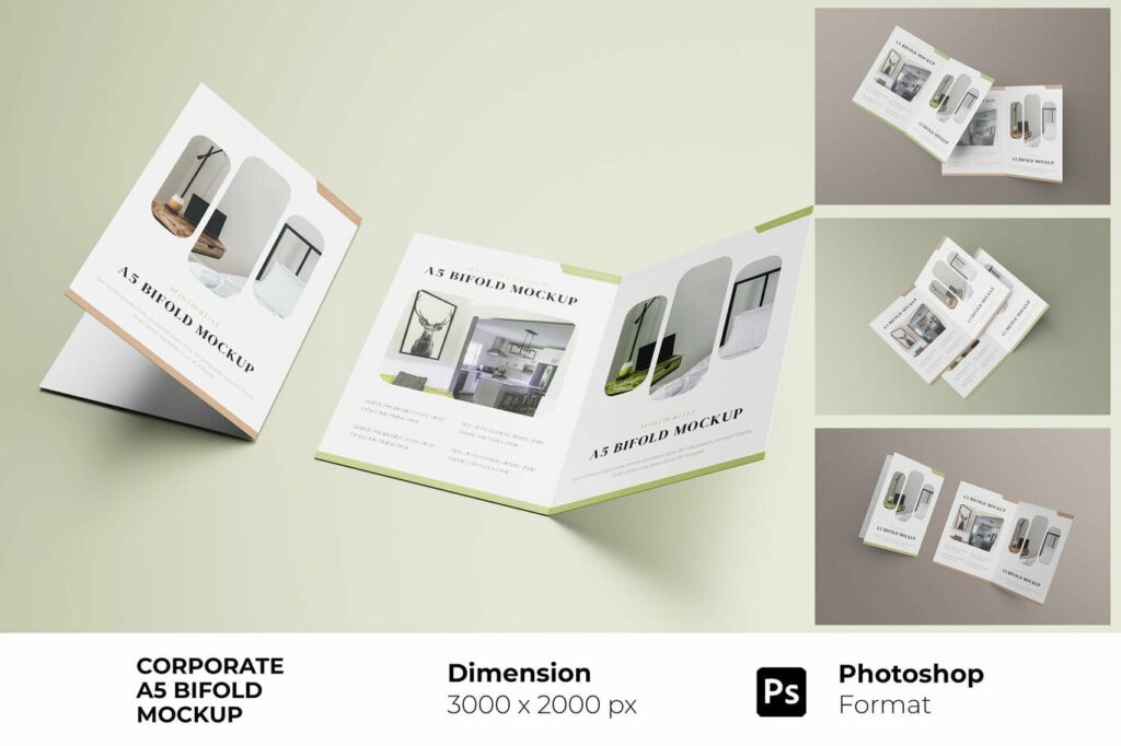 Corporate A5 Bifold Brochure Mockup – MasterBundles