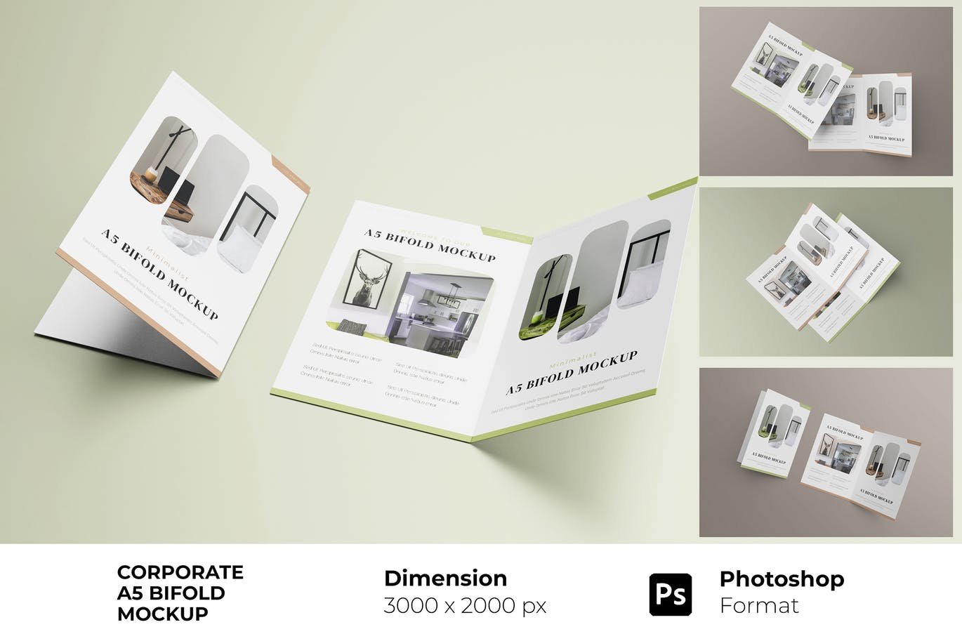 Corporate A5 Bifold Brochure Mockup cover image.