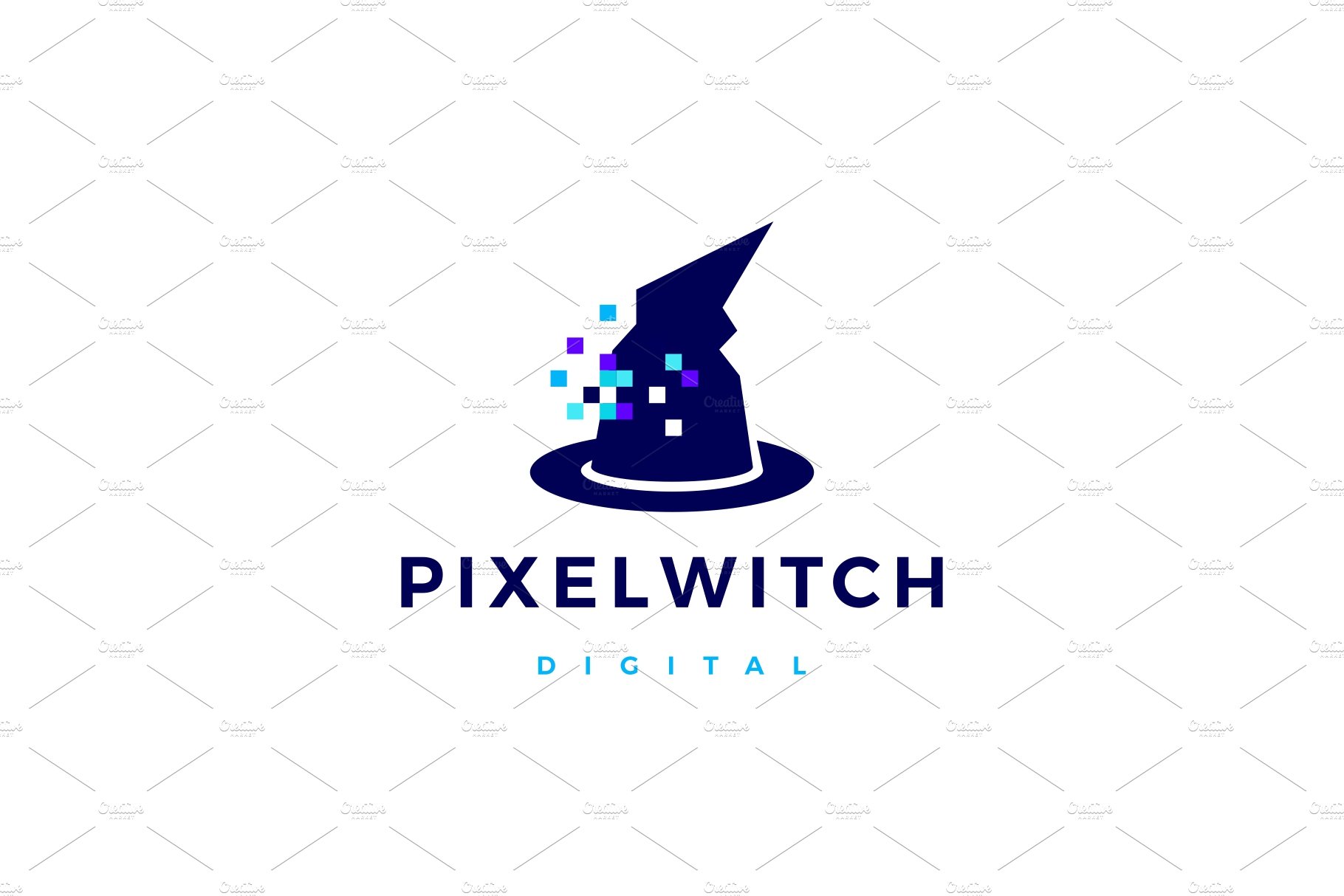 pixel witch logo vector icon cover image.