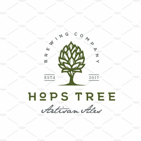 Hops Tree Vintage Beer Brewery Logo cover image.