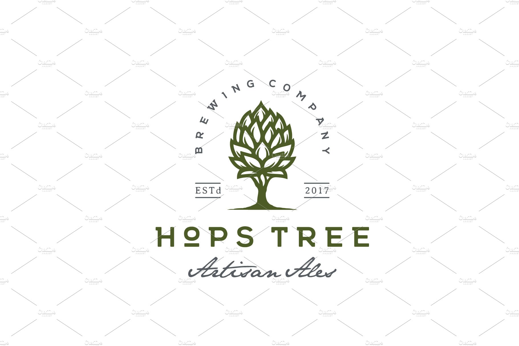 Hops Tree Vintage Beer Brewery Logo cover image.