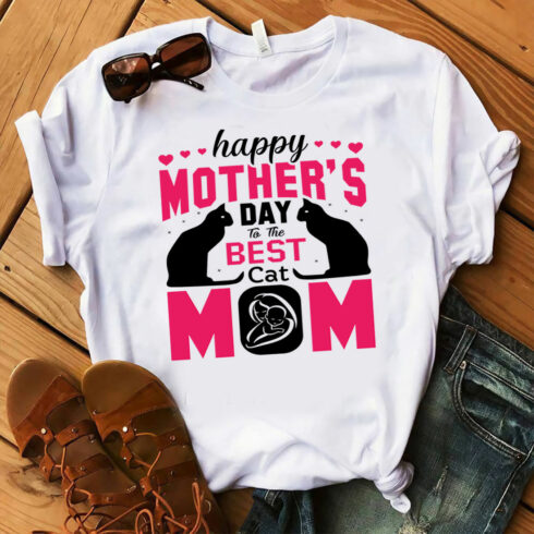Happy mother's day to the best cat mom t shirt design cover image.