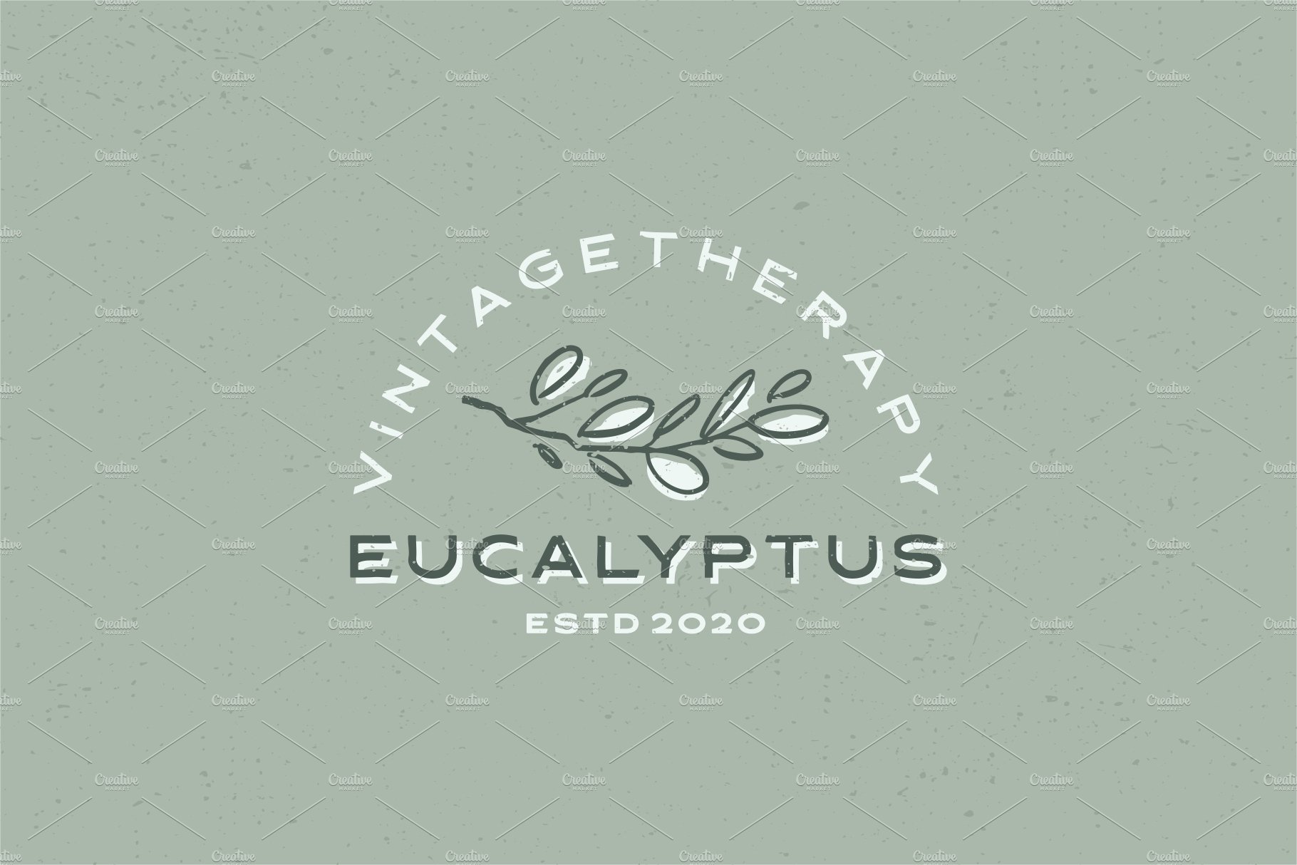 eucalyptus vintage logo vector icon cover image.
