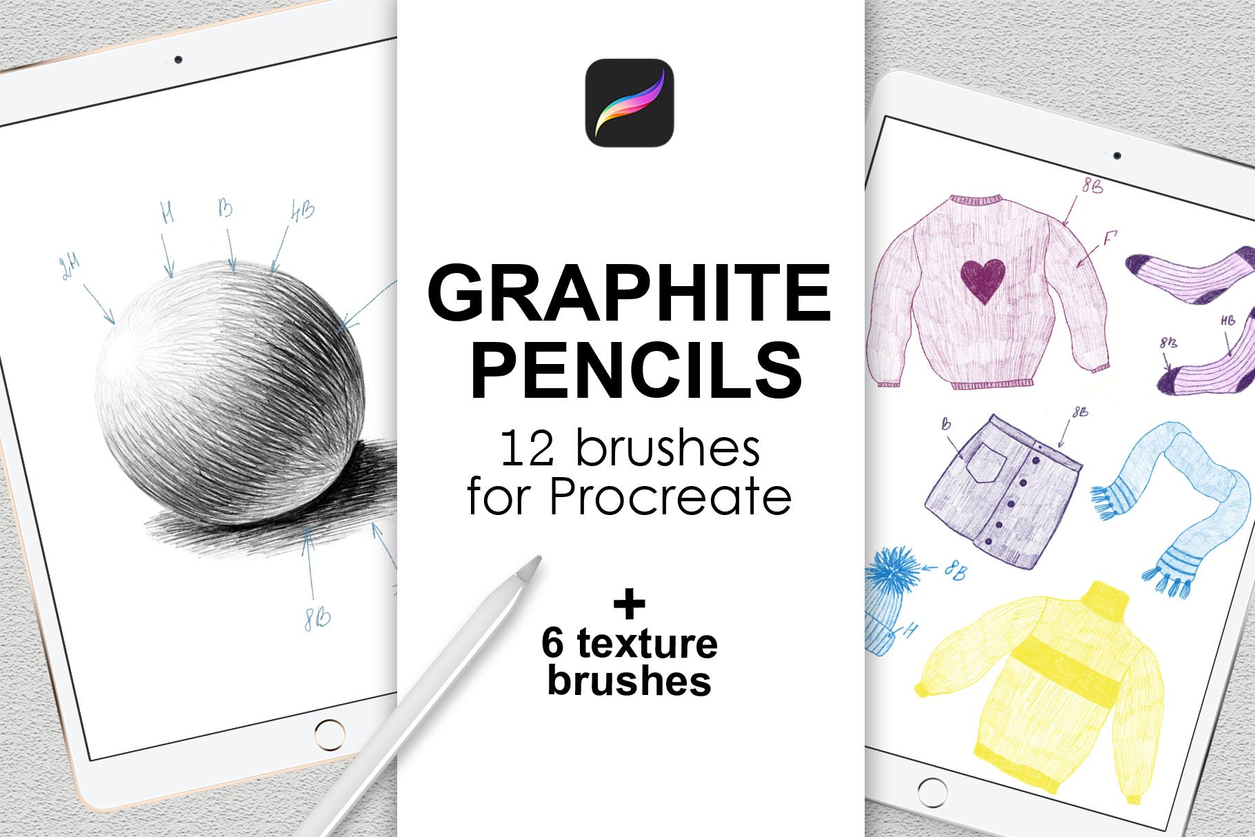 Graphite pencils procreate brushes cover image.