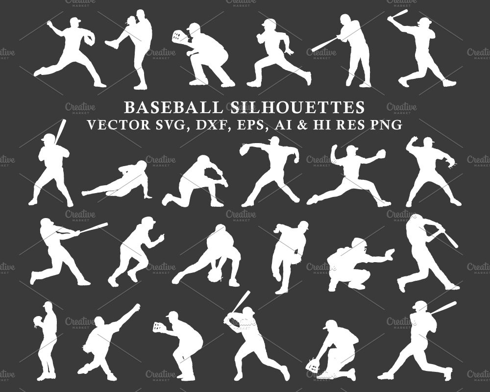 Baseball Silhouettes Vector Pack preview image.