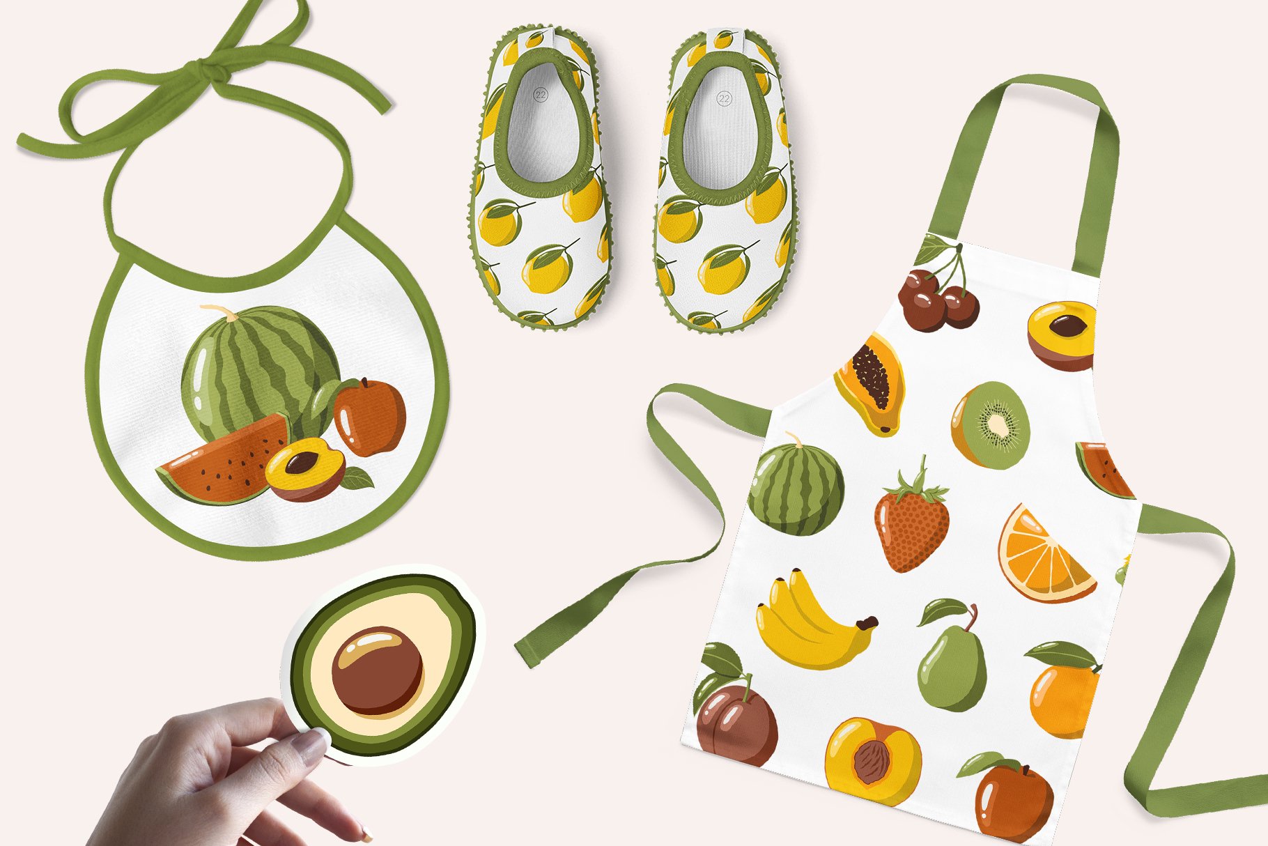Vector Fruits and Vegetables clipart preview image.