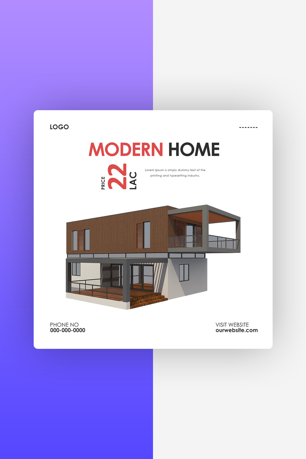 Modern Home Real Estate Social Media Poster Design pinterest preview image.