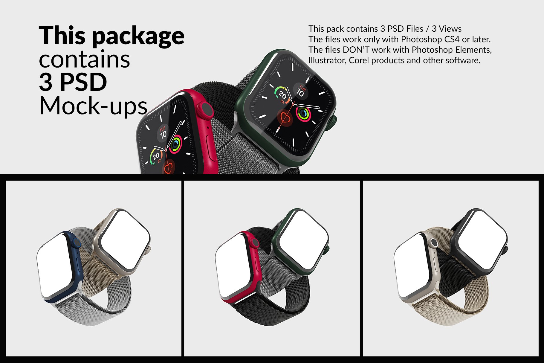 Dual Smart Watch 7 Mockups preview image.