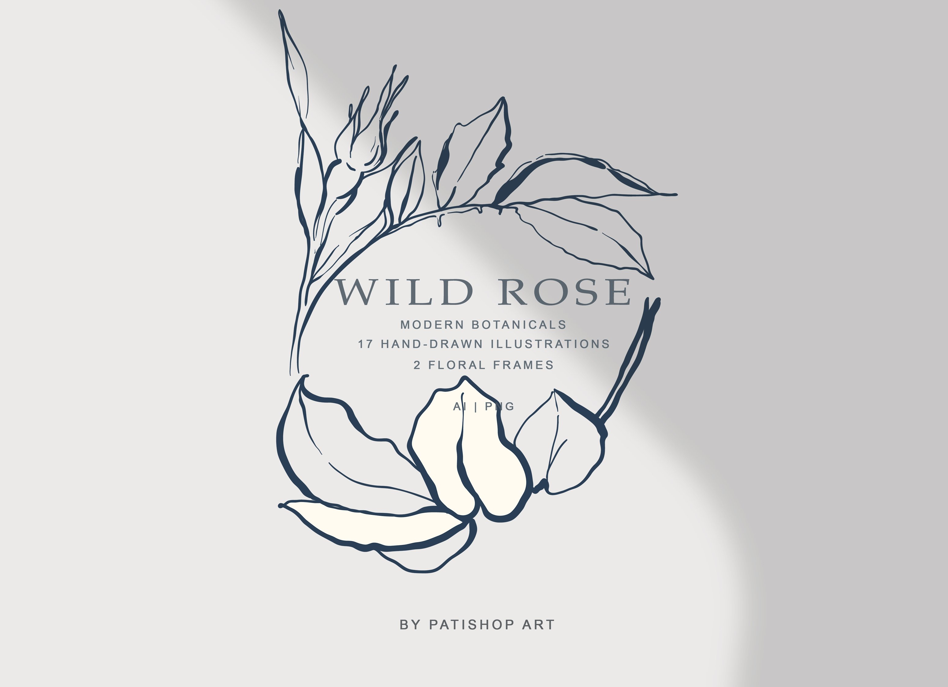 Modern Hand Drawn Wild Rose Illustr preview image.