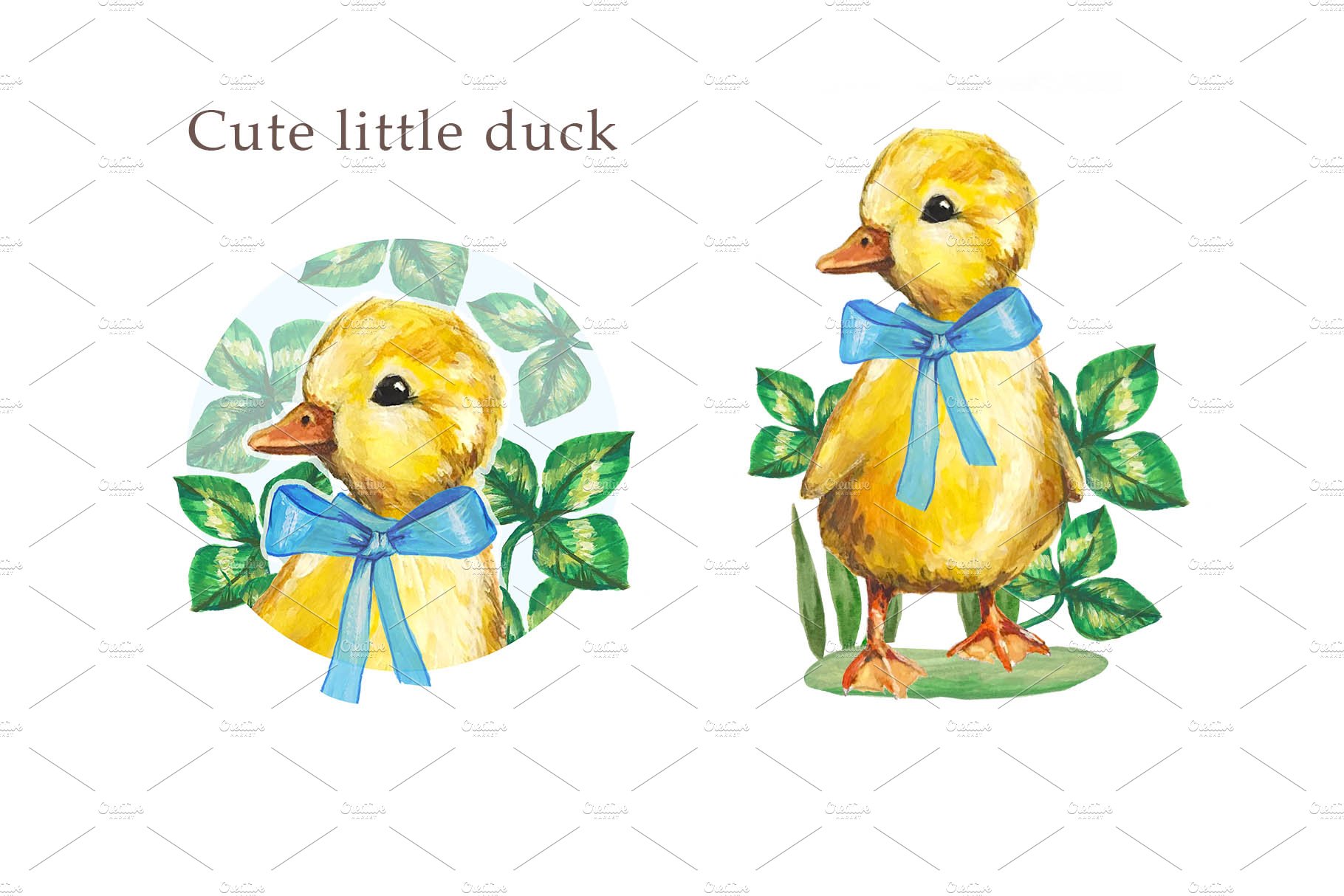 Cute little duck with bow cover image.