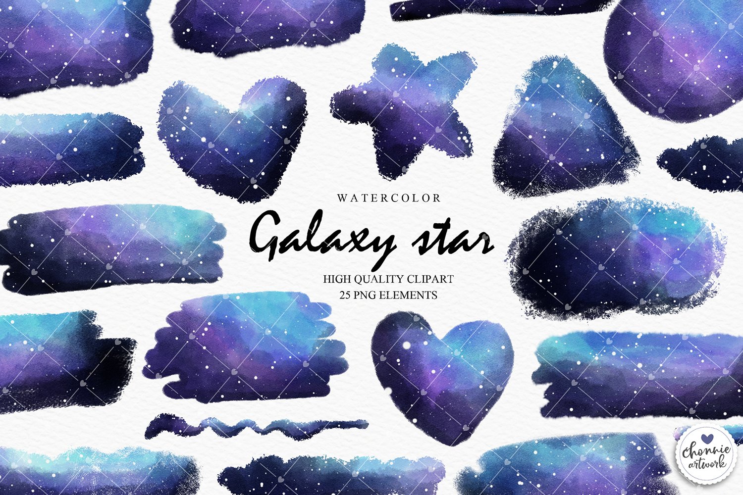 Watercolor galaxy stars splashes cover image.