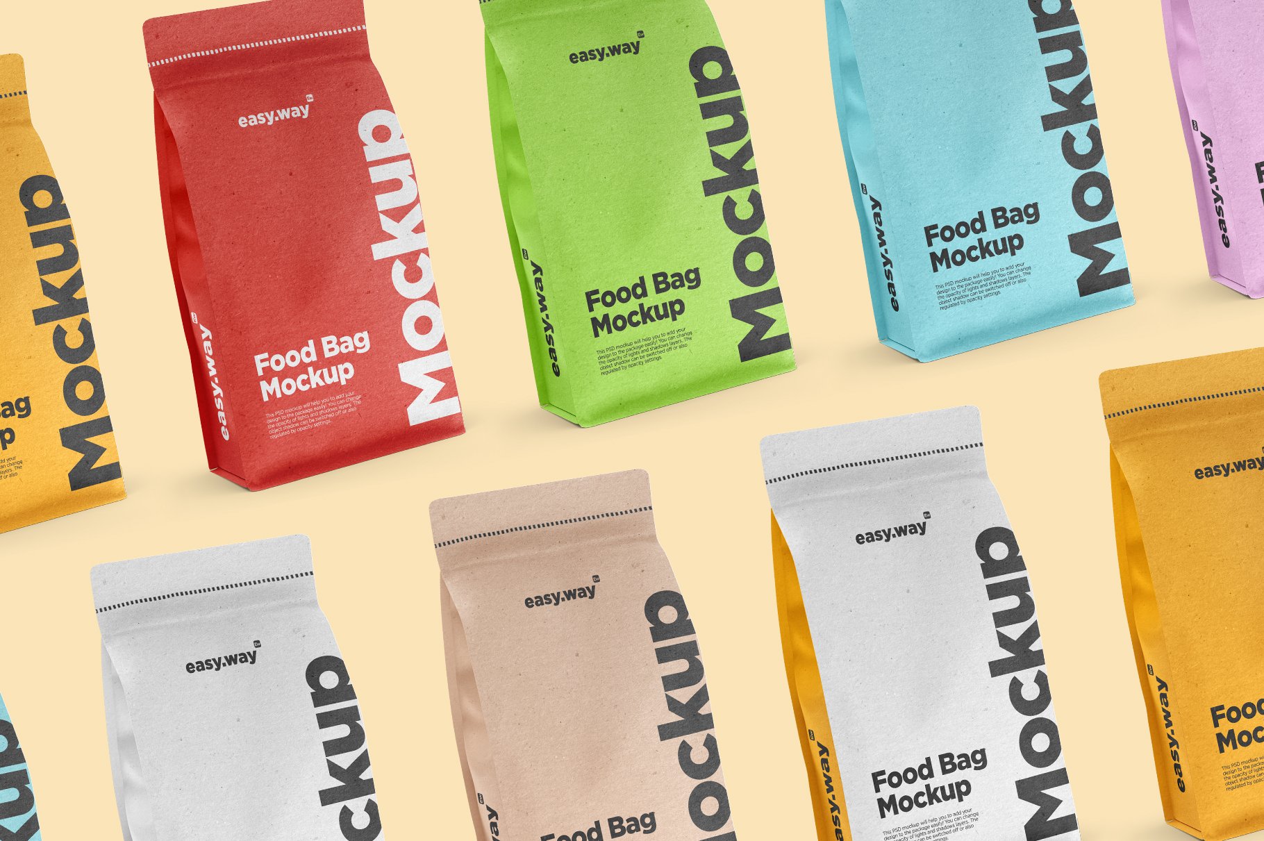 Kraft Food/Coffee Bags PSD Mockups preview image.