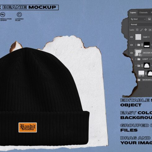 Realistic Beanie Mockup cover image.