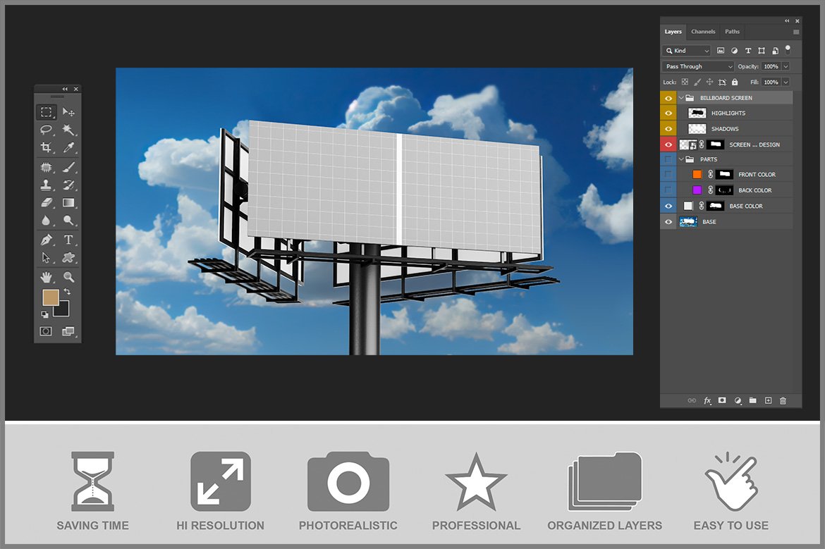 Billboard Mockup with Sky preview image.