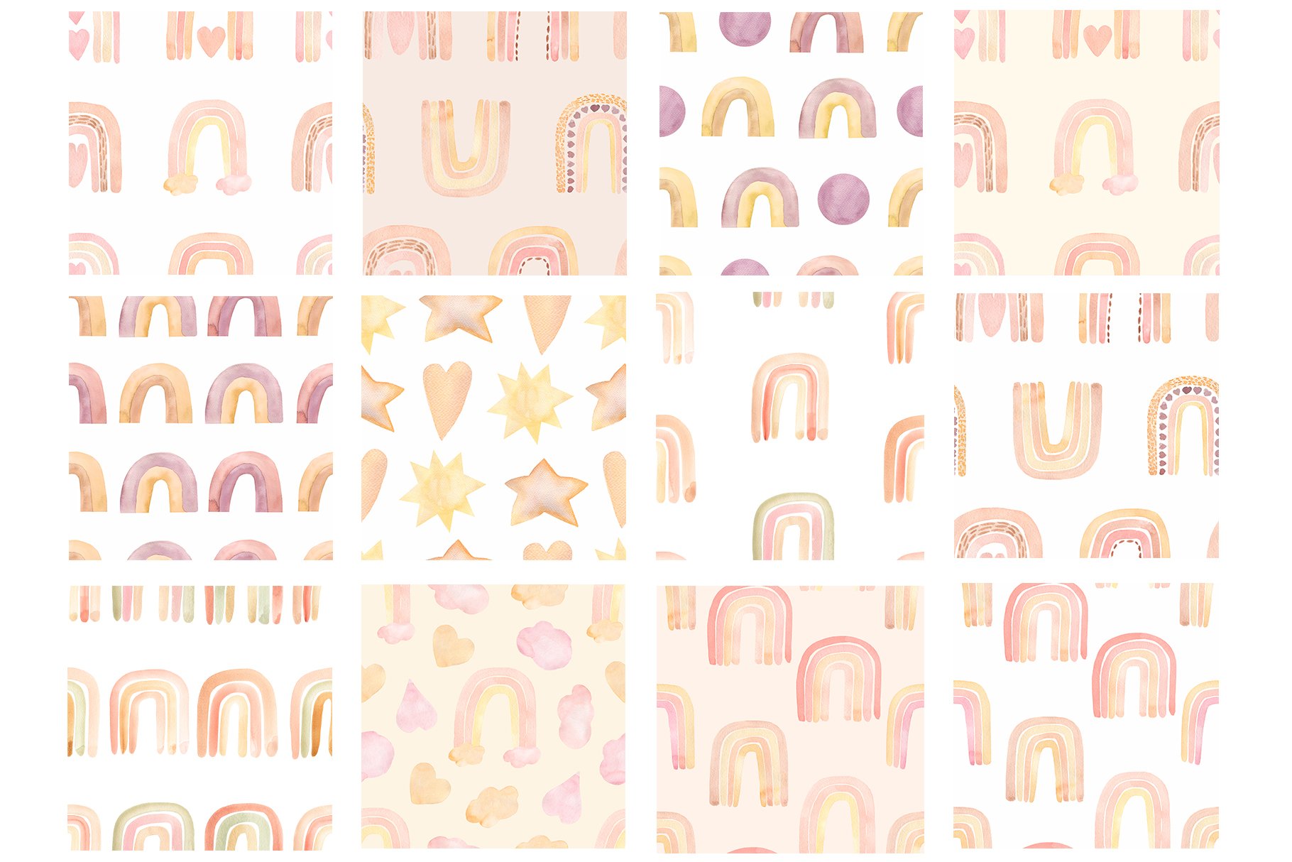 Watercolor Rainbows Pattern preview image.