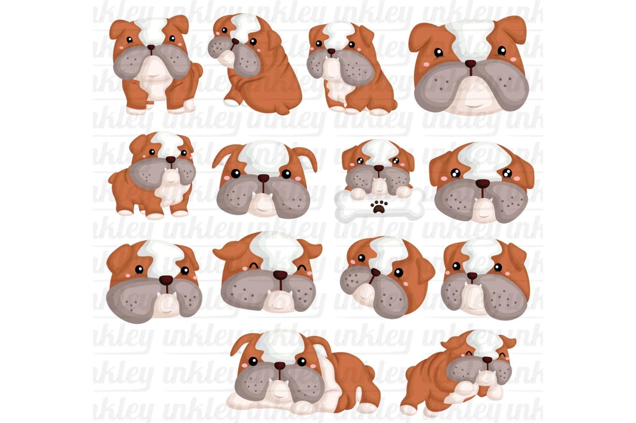 Cute Bulldog Breed Clipart preview image.