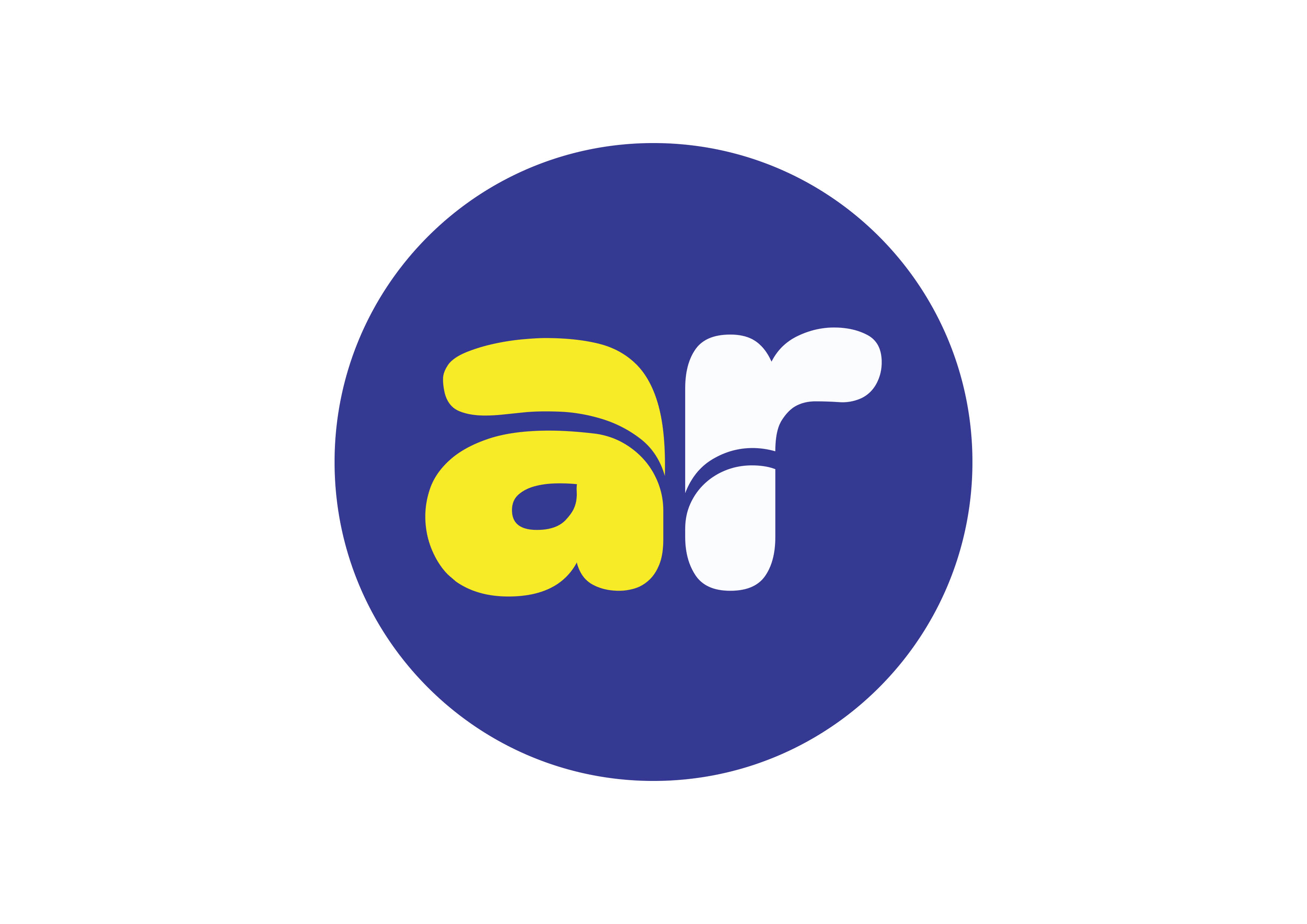 Blue and yellow logo with the letter a in the middle.
