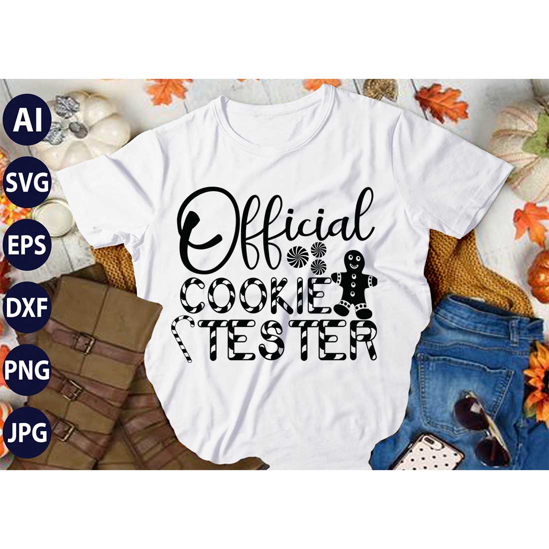 Official Cookie Tester all, SVG T-Shirt Design |Christmas It's All About Jesus Typography Tshirt Design | Ai, Svg, Eps, Dxf, Jpeg, Png, Instant download T-Shirt | 100% print-ready Digital vector file preview image.