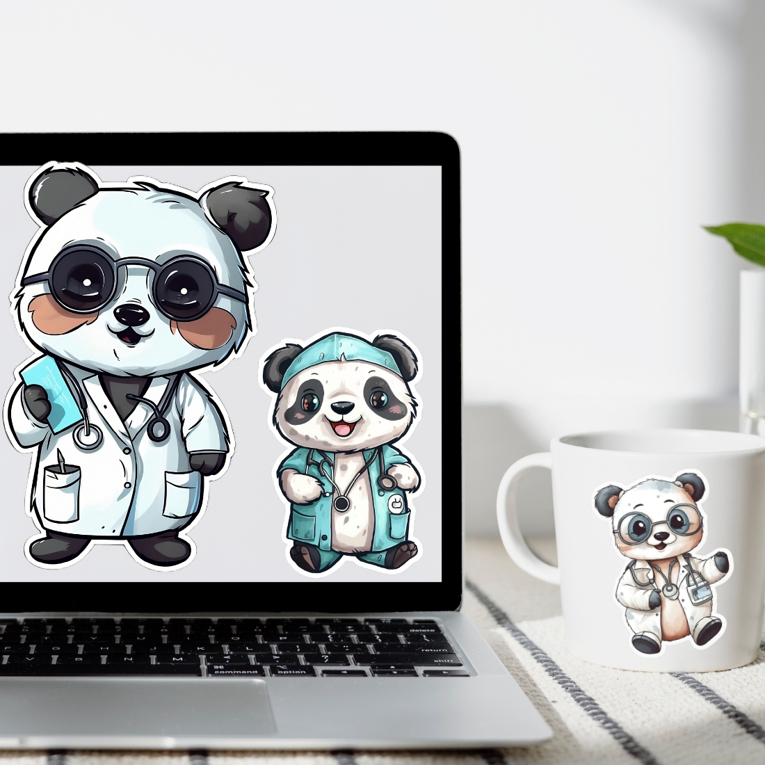 Cute Doctor Panda watercolor illustration and sticker - MasterBundles